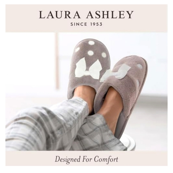 Laura Ashley Light Tan Embroidered Dot Mule Slipper Sm 5-6 NWT - Picture 1 of 10